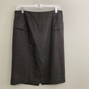 Ann Taylor Wool Blend Pencil Skirt Exposed Back Zip Womens 10 Gray Green